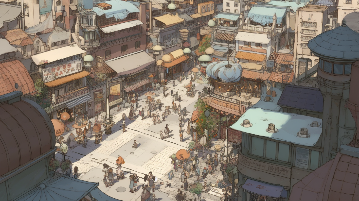 A town filled with robots and humans